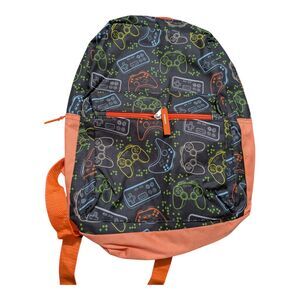 Moda West Backpack | Gamer Controller Print | Orange & Black School Bag